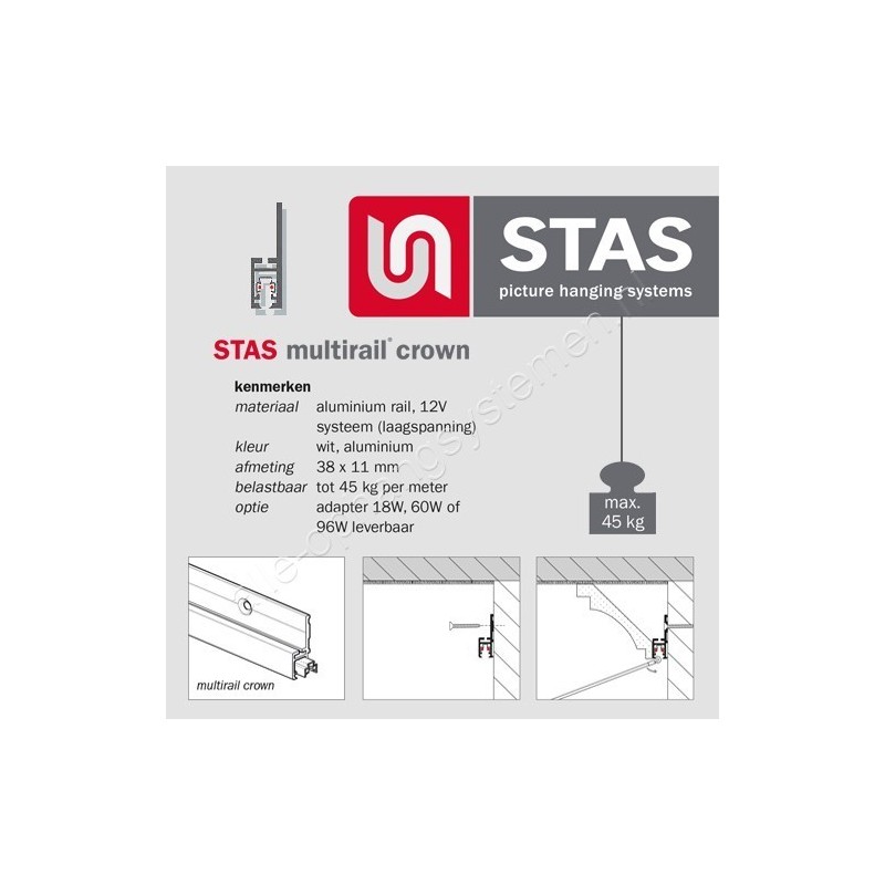 STAS multi crown wit - 200 cm