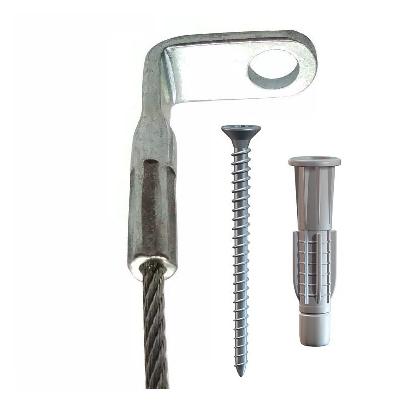 GeckoTeq Steel wire 1.5mm with a 90° eye - screw hole size 5.2mm 200cm