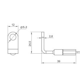 GeckoTeq Steel wire 1.5mm with a 90° eye - screw hole size 5.2mm 200cm