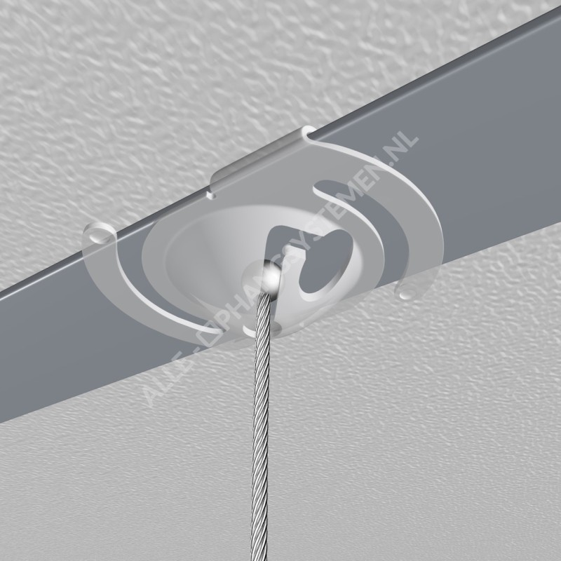 GeckoTeq Ceiling clip white metal with 200cm wire set 12kg