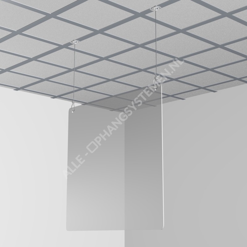 GeckoTeq Deckenclip Weißmetall mit 200cm Drahtset 12kg