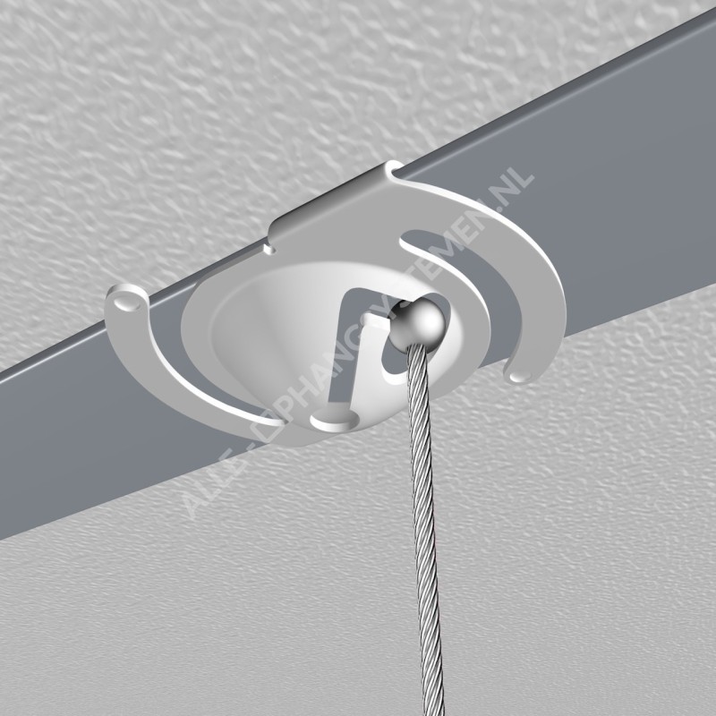 GeckoTeq Deckenclip Weißmetall mit 200cm Drahtset 12kg