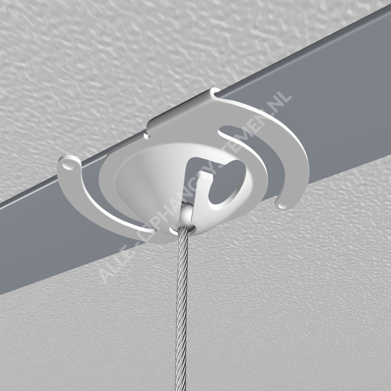 GeckoTeq Deckenclip Weißmetall mit 200cm Drahtset 12kg