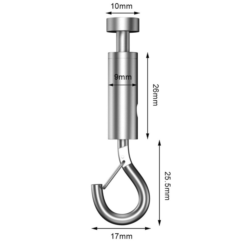 GeckoTeq Self-locking Loop Hook with safety Clip - 20kg