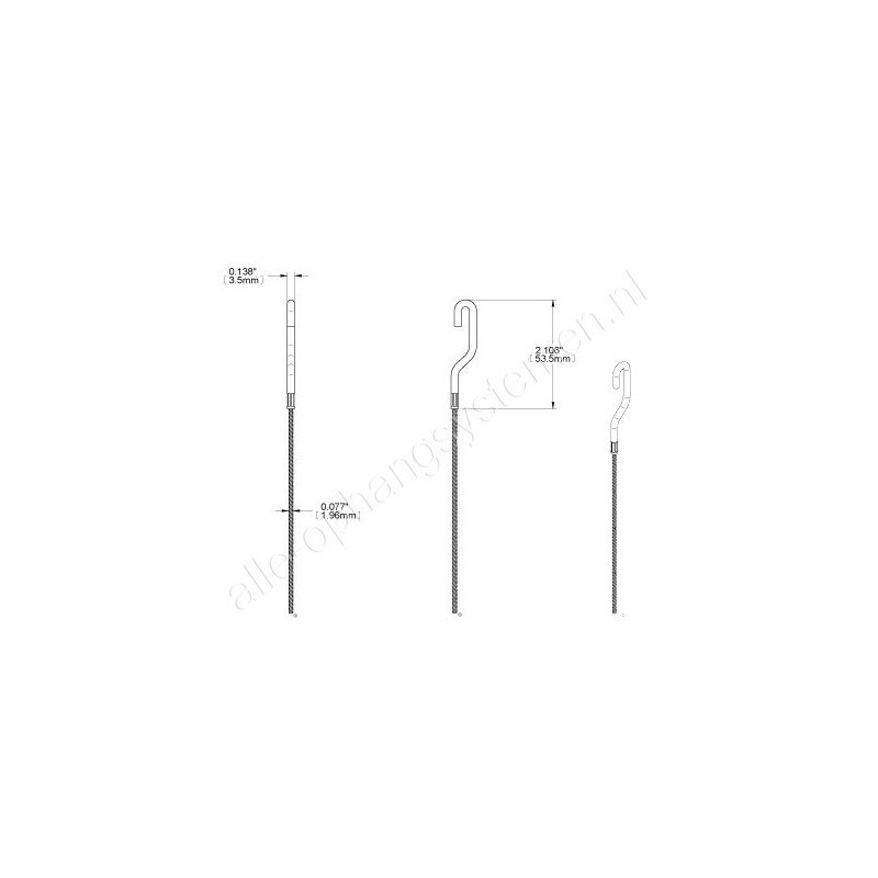 AOS staaldraad/koord met haak 2mm