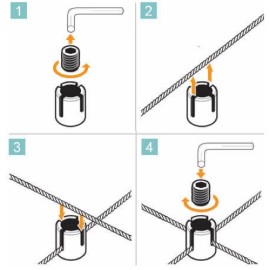 GeckoTeq Abrazadera transversal para cables de acero o perlón - incluye Allen