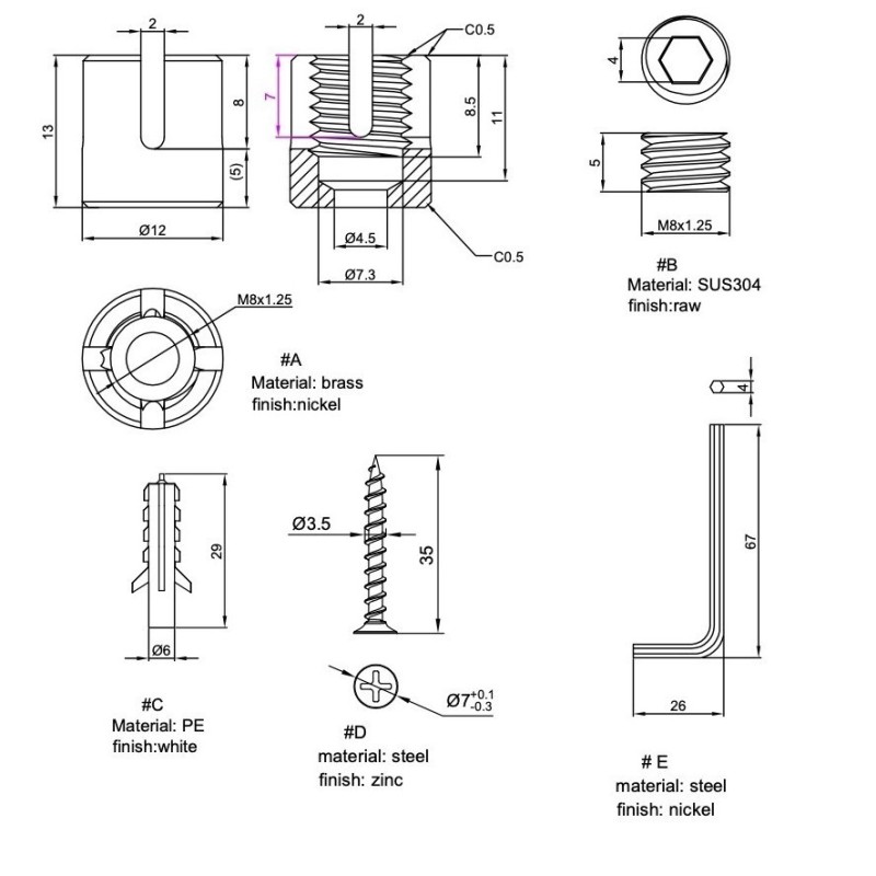 GeckoTeq Cable cross clamp for steel or perlon wires - incl. Allen