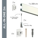 Artiteq Click Rail Set in white 200cm - 20kg