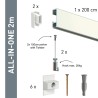 Artiteq Click Rail Set en blanc 200cm - 20kg