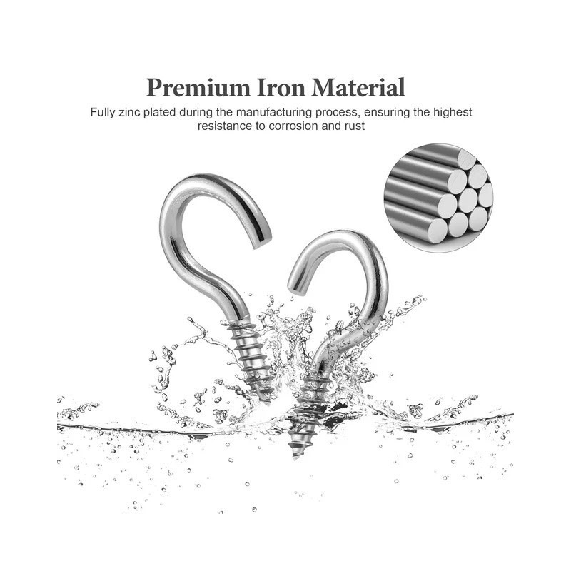 GeckoTeq - Gancho de tornillo abierto galvanizado - en 3 tamaños