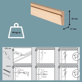 STAS Riva Träsidobalk 200 cm Väggskena