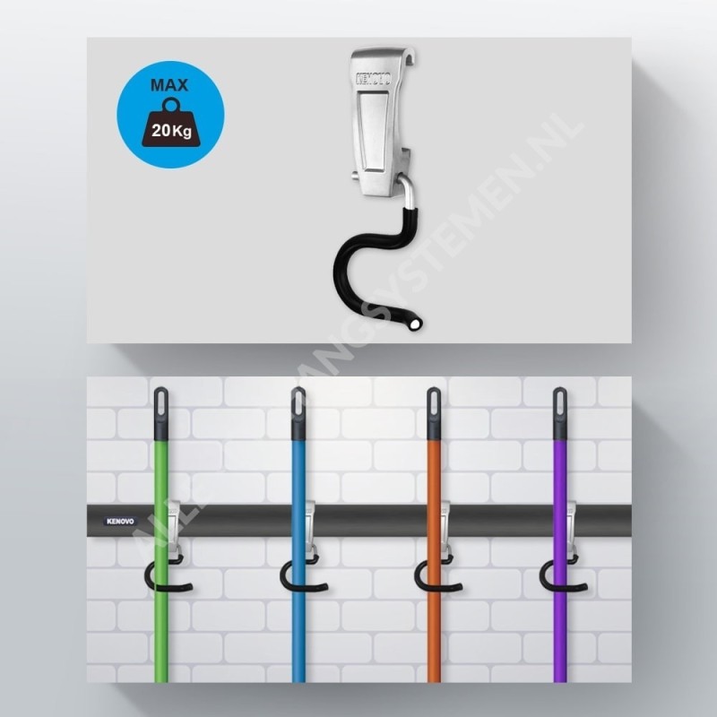 Système de suspension d'outils GeckoTeq - Crochet en S en acier (balai) GSH20