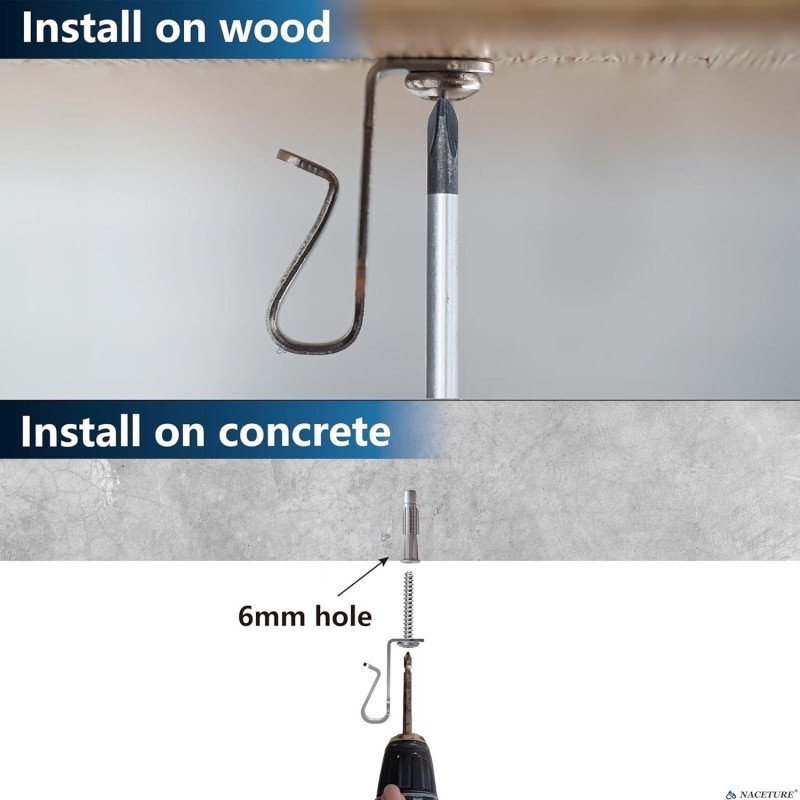 Ganchos de alambre de acero inoxidable GeckoTeq para guirnaldas e iluminación de fiestas