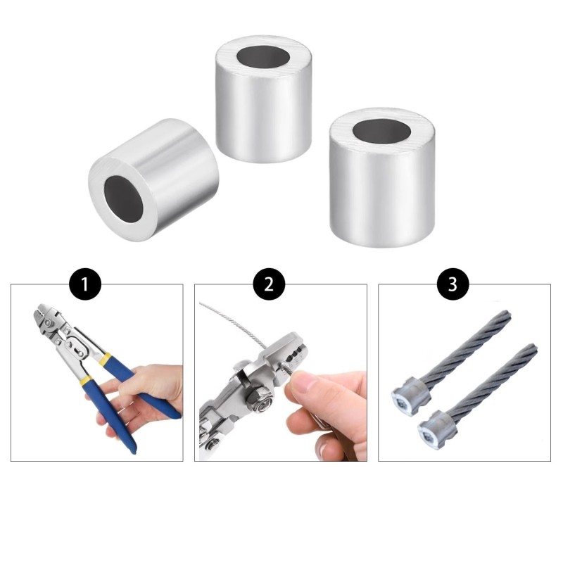 GeckoTeq Douille de compression d'arrêt de câble pour fabricant de tétons à extrémité filetée - 7 kg