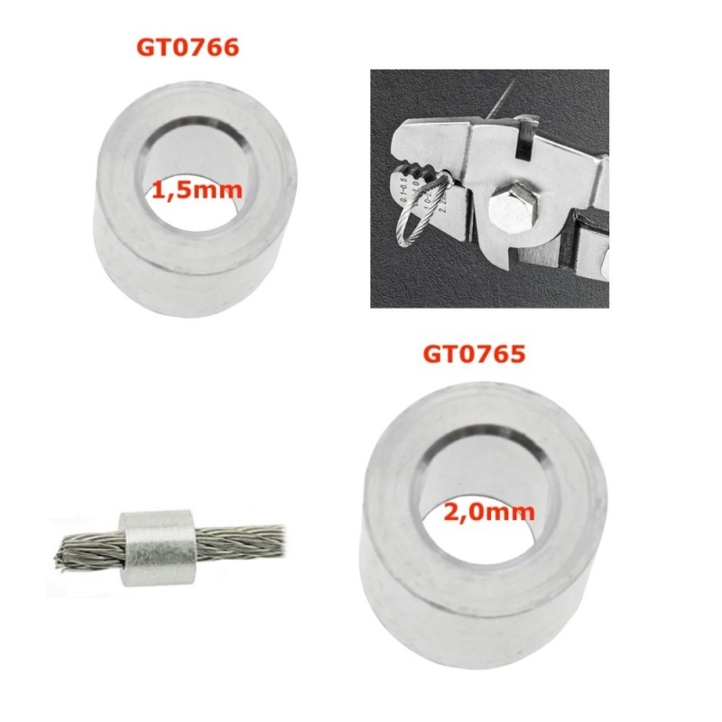 GeckoTeq Douille de compression d'arrêt de câble pour fabricant de tétons à extrémité filetée - 7 kg