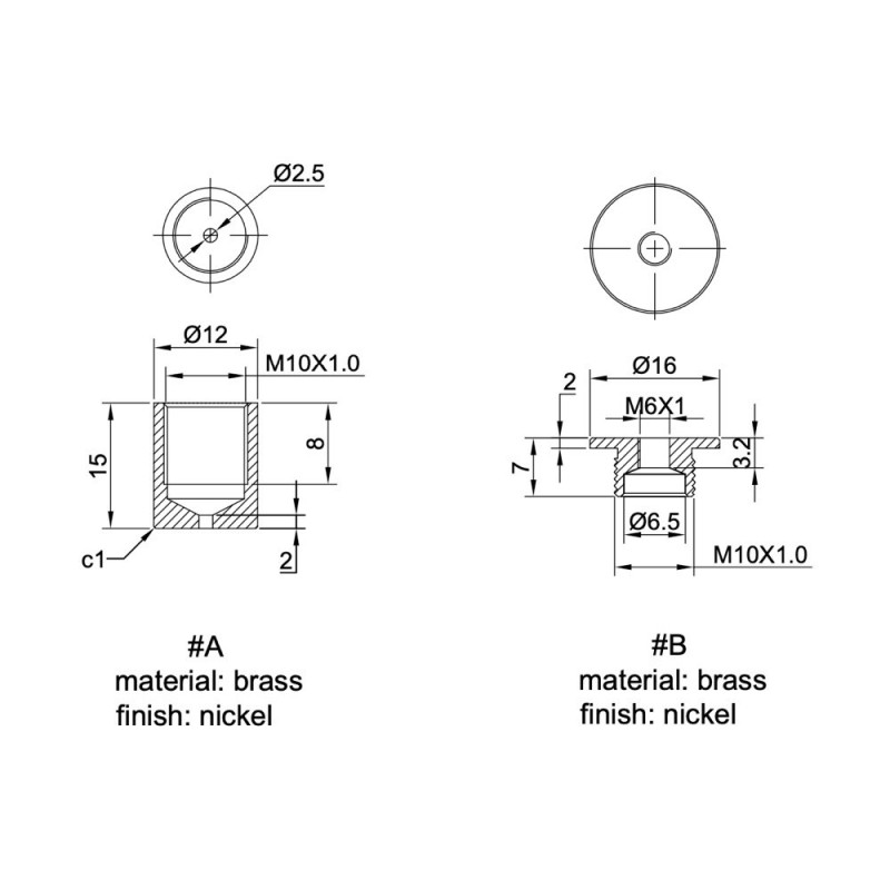 GeckoTeq Ancoraggio a soffitto piatto avvitabile per 1 filo - 25 kg