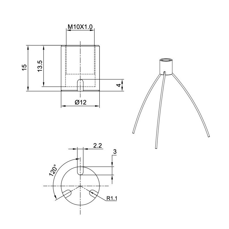 Geckoteq Ancoraggio a soffitto avvitabile con sdoppiatore per 3 fili - 15kg
