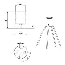 Geckoteq Anclaje de techo atornillable con divisor para 4 hilos - 15kg