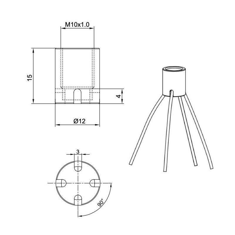 Geckoteq Schraubbarer Deckenanker mit Splitter für 4 Drähte – 15 kg