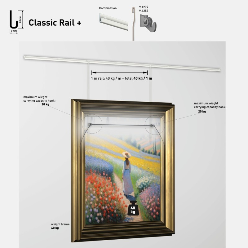 Artiteq 4x4mm U-Top Rod aluminio en blanco