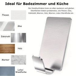 Self-adhesive stainless steel wall hook – strong adhesive hook without drilling (3x)
