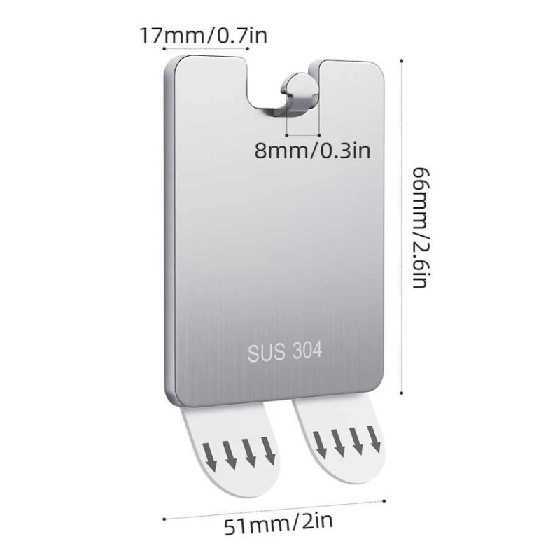 Gancho de pared autoadhesivo de acero inoxidable SUS 304: gancho resistente de acero inoxidable para colgar sin necesidad de tal