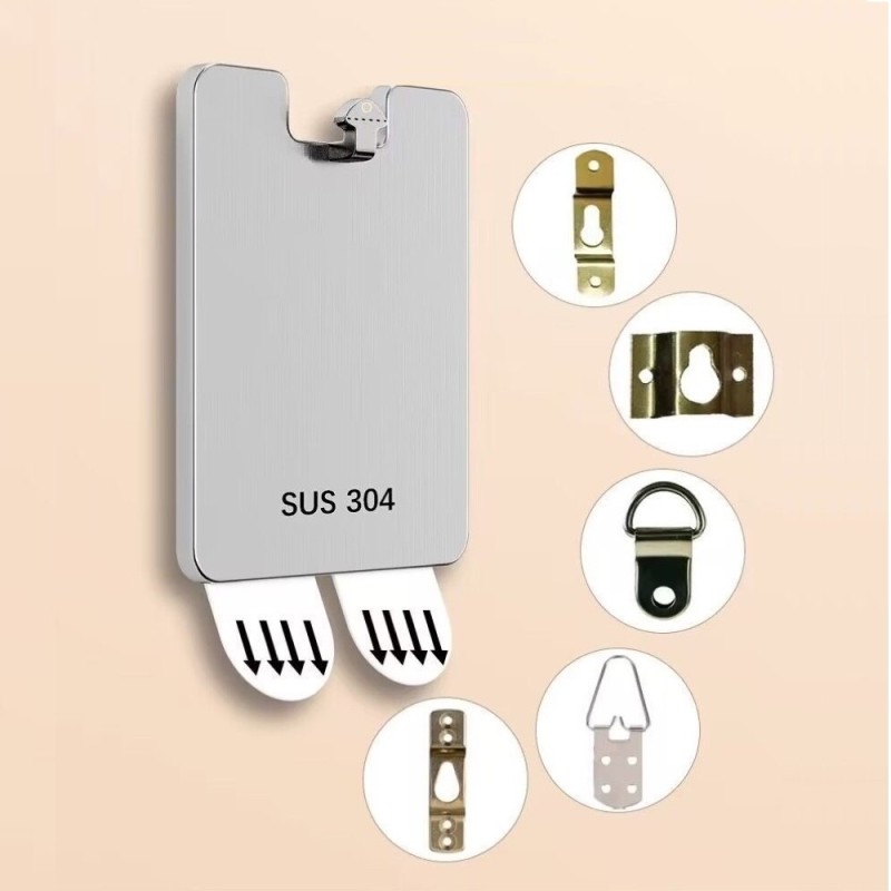 Gancho de pared autoadhesivo de acero inoxidable SUS 304: gancho resistente de acero inoxidable para colgar sin necesidad de tal