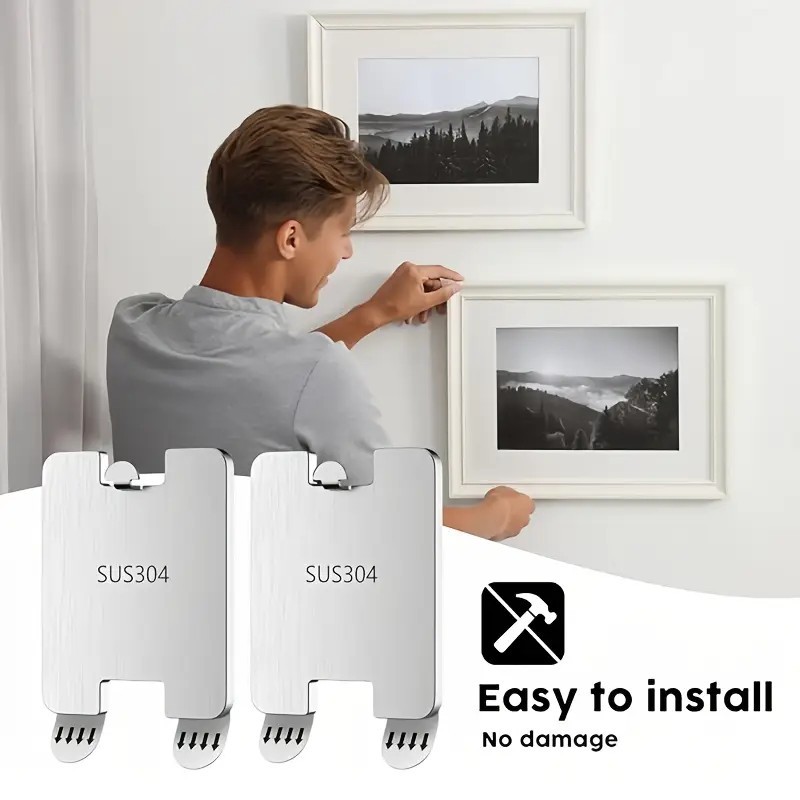 Gancho de pared autoadhesivo de acero inoxidable SUS 304: gancho resistente de acero inoxidable para colgar sin necesidad de tal