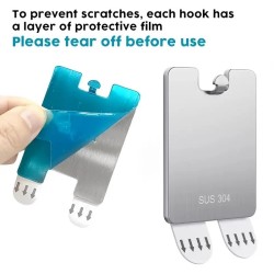 Gancho de pared autoadhesivo de acero inoxidable SUS 304: gancho resistente de acero inoxidable para colgar sin necesidad de tal