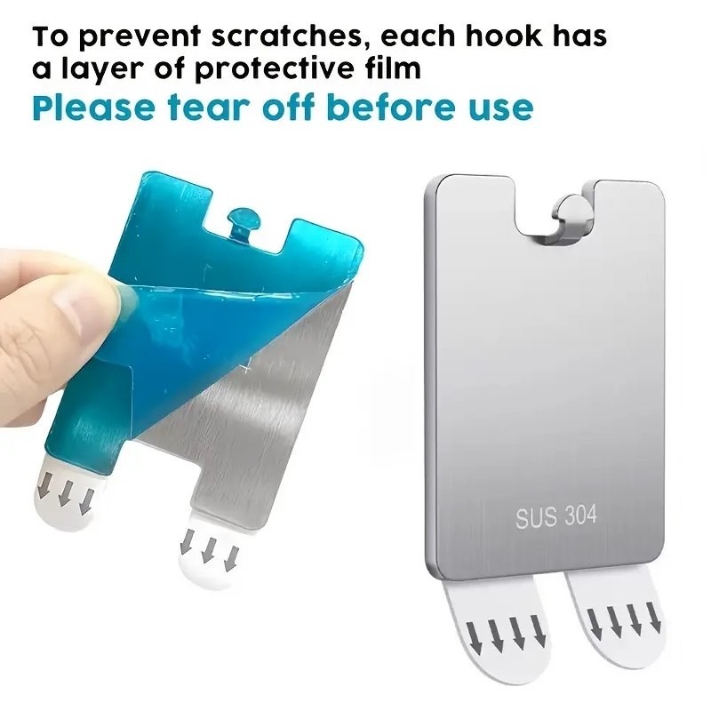 Gancho de pared autoadhesivo de acero inoxidable SUS 304: gancho resistente de acero inoxidable para colgar sin necesidad de tal