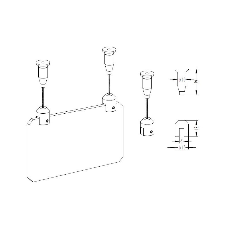 GeckoTeq Ceiling suspension system - 5/20kg