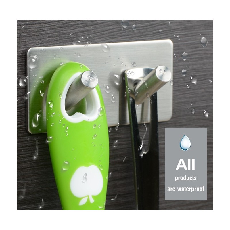 GeckoTeq Roestvrij stalen zelfklevende schuine Haken - 2 ophang punten