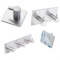 GeckoTeq Stainless Steel Selfadhesive Hook round - 2 hanging points