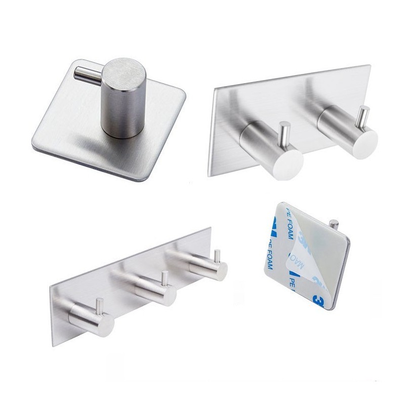 GeckoTeq Stainless Steel Selfadhesive Hook round - 2 hanging points