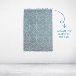 Tappeto Tapestry Rail 200 cm bianco con 2 strisce in velcro - in combinazione con Artiteq Click Rail Pro