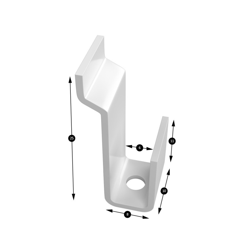 Partition wall hook 4kg - 25x8x10x11mm