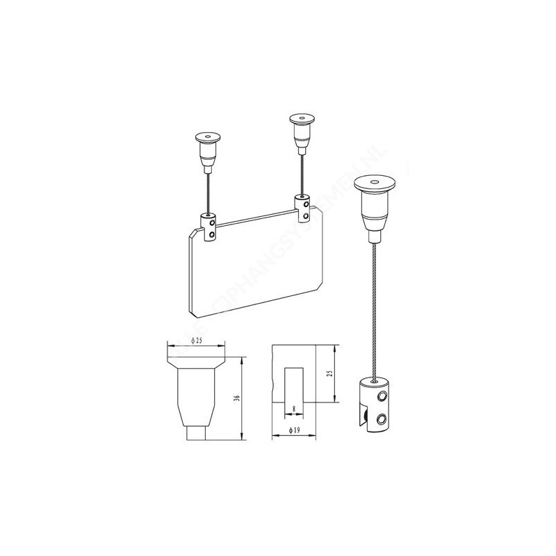 GeckoTeq Deckensegel Kabelsystem - 20kg