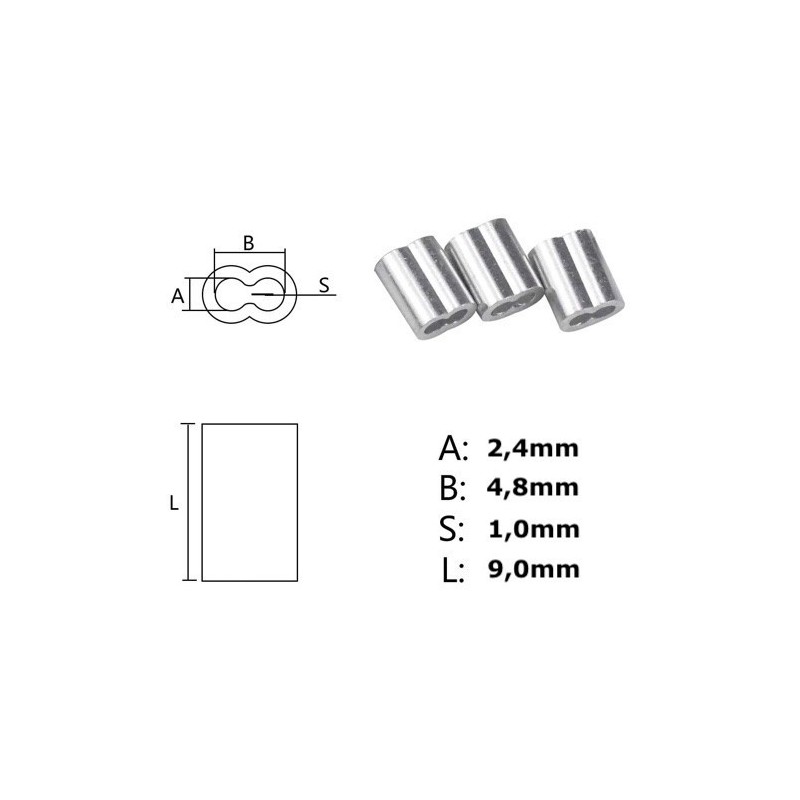 GeckoTeq Knelbus Draadklem 2,0mm in zwart en alu