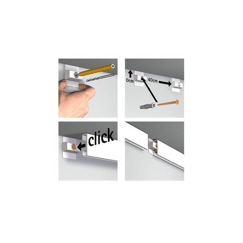 Artiteq Klickschienen Set Weiss 200cm - 20kg